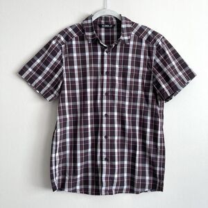 Arcteryx Brohm Purple Plaid Check Short Sleeve Shirt Hiking Outdoors Medium